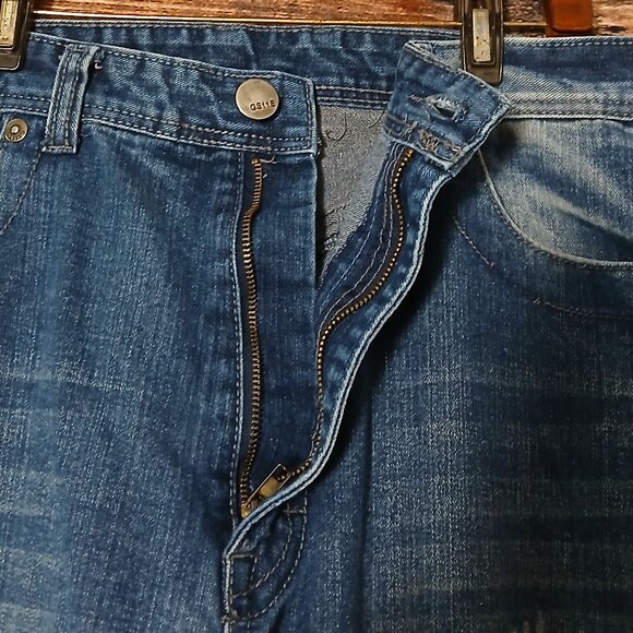 GS115 Jeans Mens 38X33 Blake Slim Distressed Y2K Bleach Spots Embroidered Blue - Picture 6 of 12